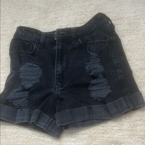 Hollister Black Jean Mom Shorts High Rise Short 3”